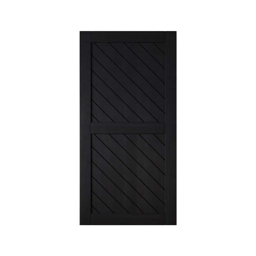 XT2 36 in. x 80 in. C-Panel Solid Core Black Slanted Stripe Design Pine Wood Interior Sliding Barn Door Slab price history on PriceWatchPro