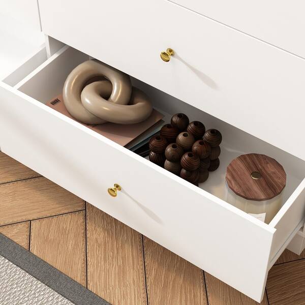 トップス draw drawers 2way tops lace FUFU&GAGA White Wooden Free Standing 63 in. W Large Jewelry