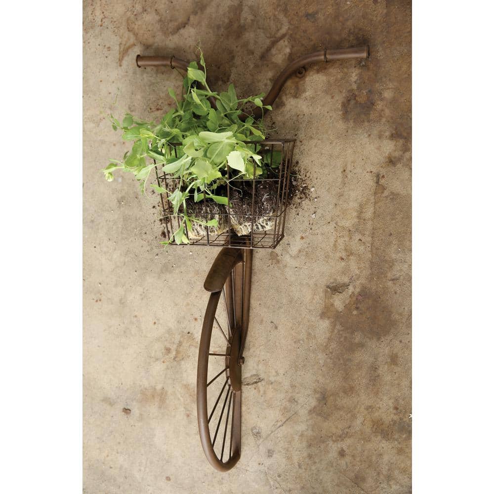 Distressed Rust Iron Bike Wall Decor with Basket, 30"