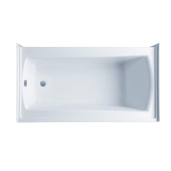 Aquatic Cooper 30 in. x 60 in. Whirlpool Bathtub Acrylic Left Drain in White Rectangular Alcove