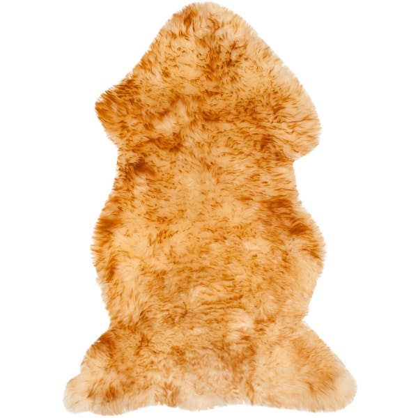 Sheep Skin 2 ft. x 3 ft. Champagne/Copper Brown Solid Color Gradient Area Rug