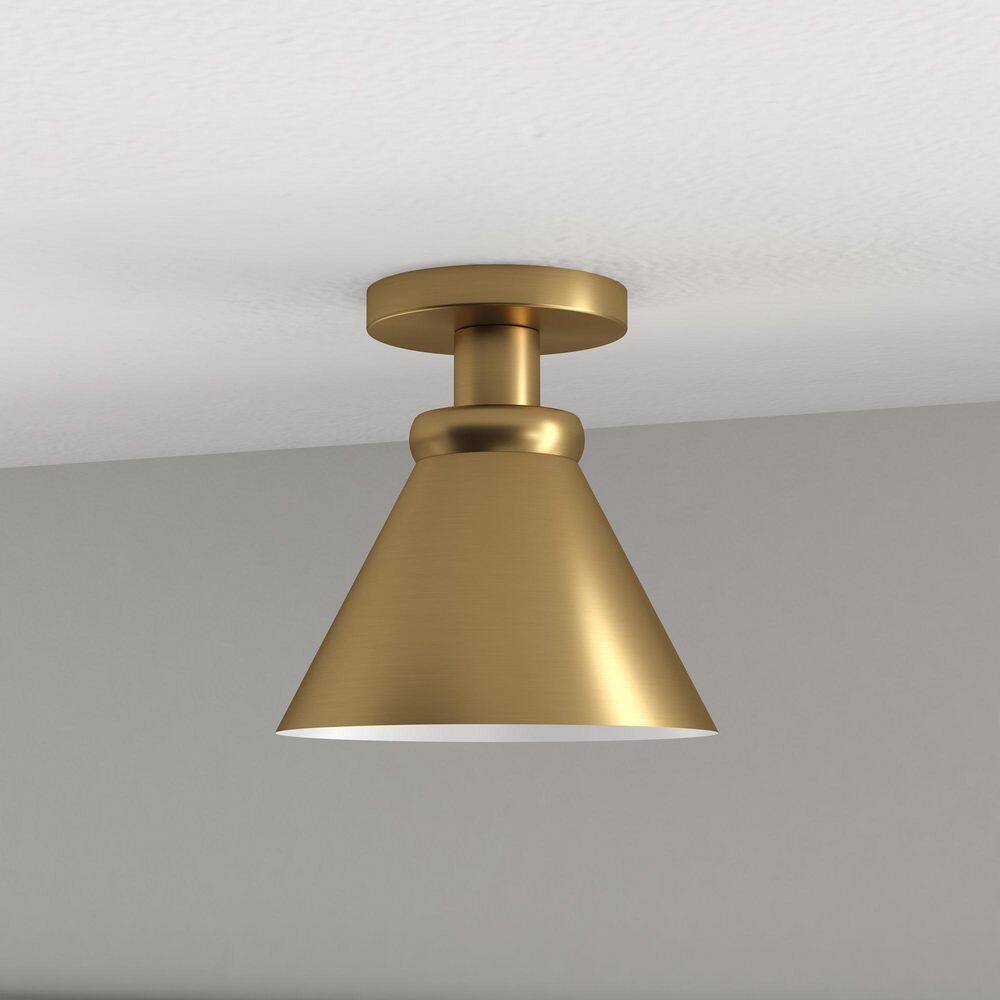 Contemporary Brushed Brass 8.5" Semi-Flush Ceiling Light