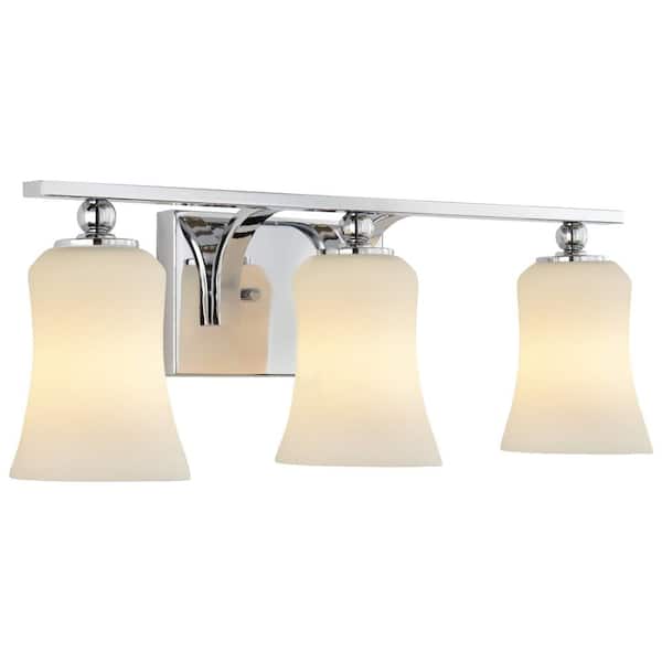 Pearson Heights 3-Light S.Nickel Vanity Light w/Opal Shades by Home Decorators C 