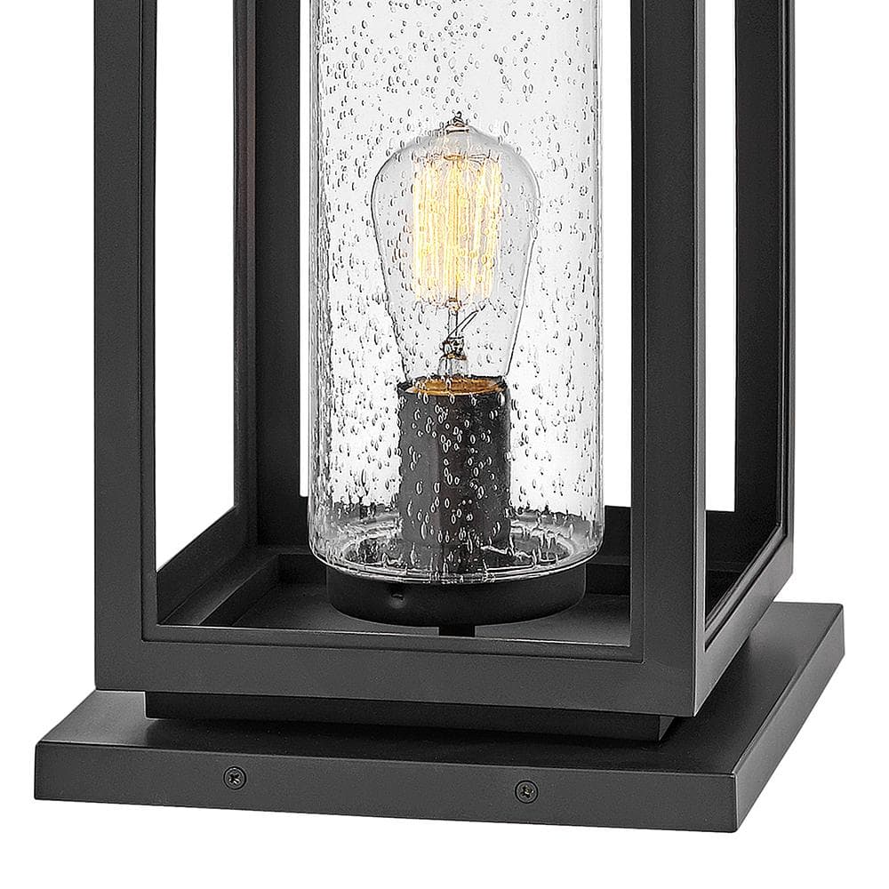 Black Clear Seedy Glass Outdoor Pier Mount Lantern