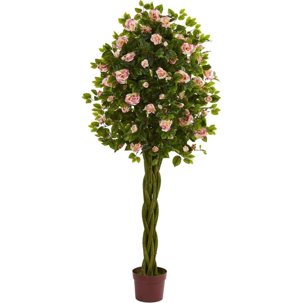 6 ft. Artificial Rose Tree in Brown Pot, Artificial Indoor Home Decor Plant price history on PriceWatchPro