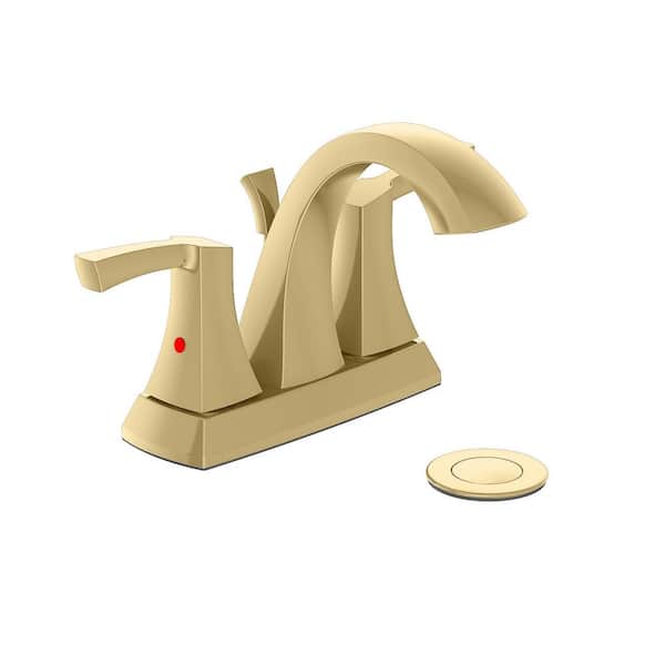 PRIVATE BRAND UNBRANDED Bryson 4 in. Centerset 2-Handle Bathroom Faucet in Matte Gold