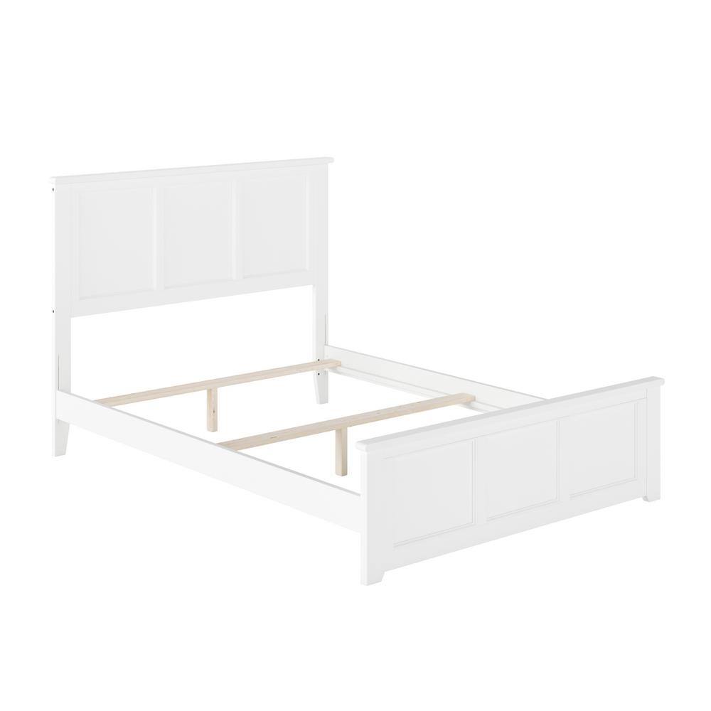 Madison White Full Wood Platform Bed with Headboard and Footboard