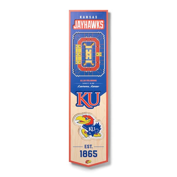YouTheFan NCAA Kansas Jayhawks Wooden 8 x 32 3D Stadium Banner Decorative Sign -Allen Fieldhouse