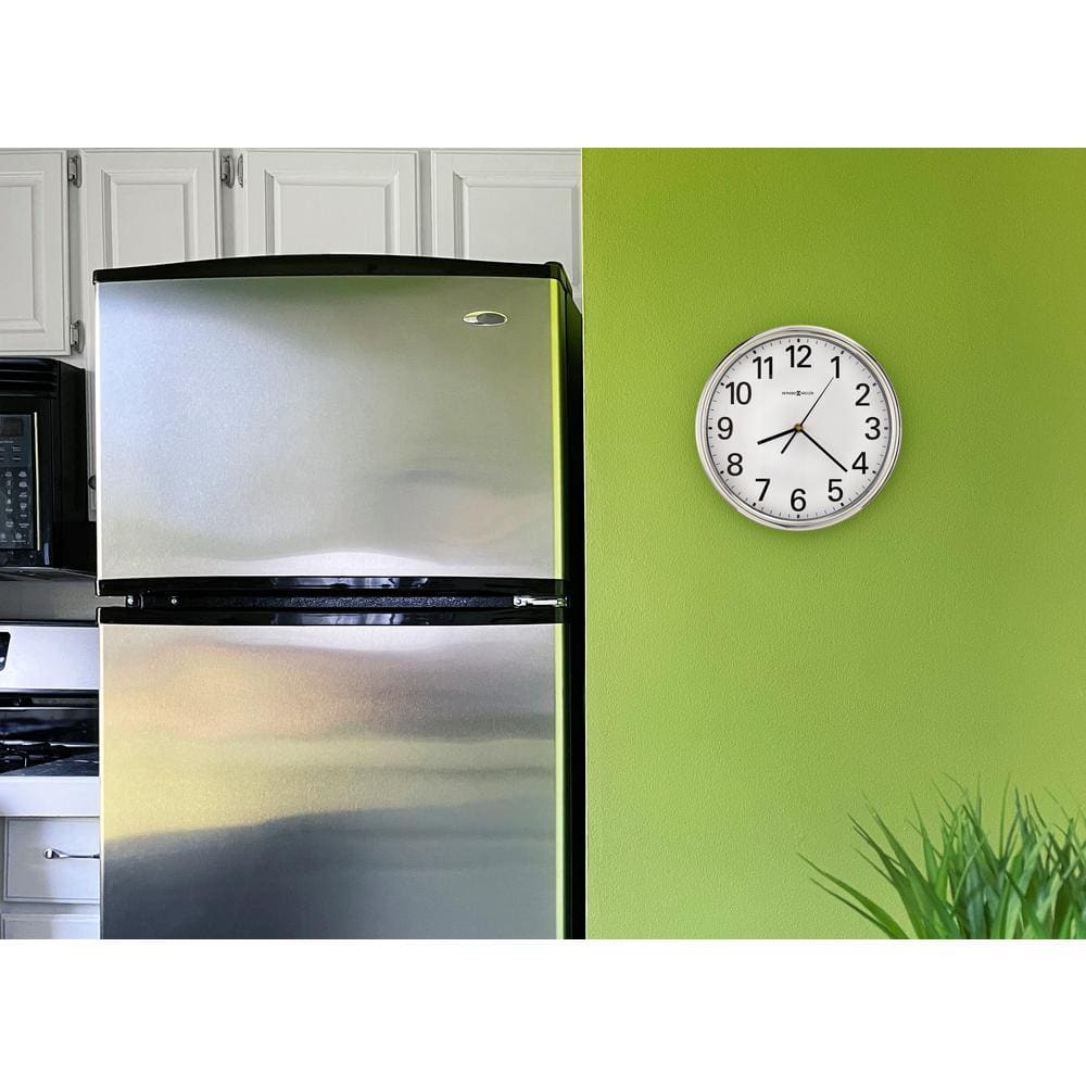Hamilton 12" White and Silver Contemporary Wall Clock