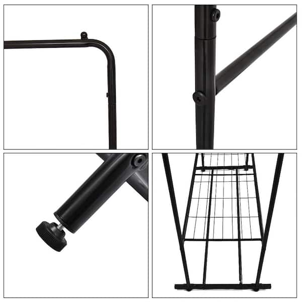 URTR Black Garment Coat Rack Freestanding Hanger Double Rods 2 Tiers Metal  Bedroom Clothing Rack With 4 Hanger Hooks T-01313-BK - The Home Depot