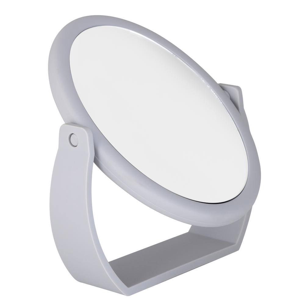 Gray Rubberized 10x Magnification Vanity Mirror