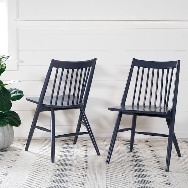 SAFAVIEH Wren Dark Gray 18.9 in. Wood Dining Chair (Set of 2)
