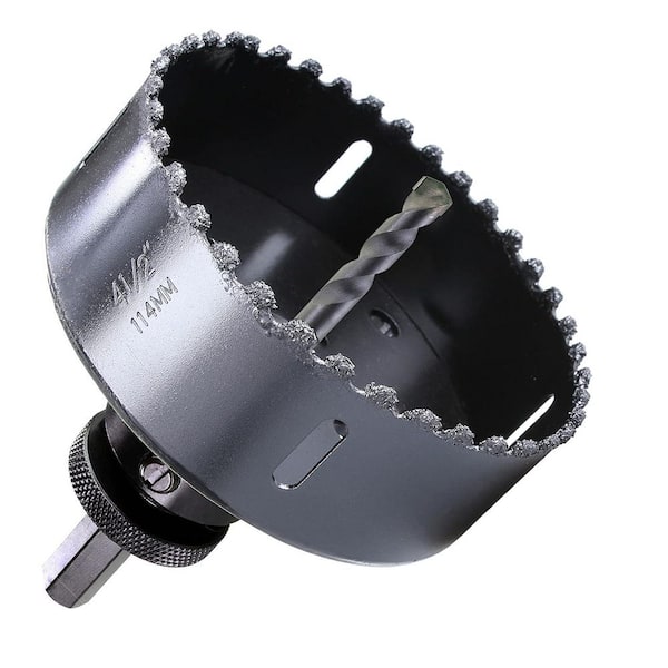 Carbide Grit Hole Saw 4-1/2 Cutting Tool with Pilot Drill Bits for Air Brick Stucco Drywall Cement Board Extra Long Life