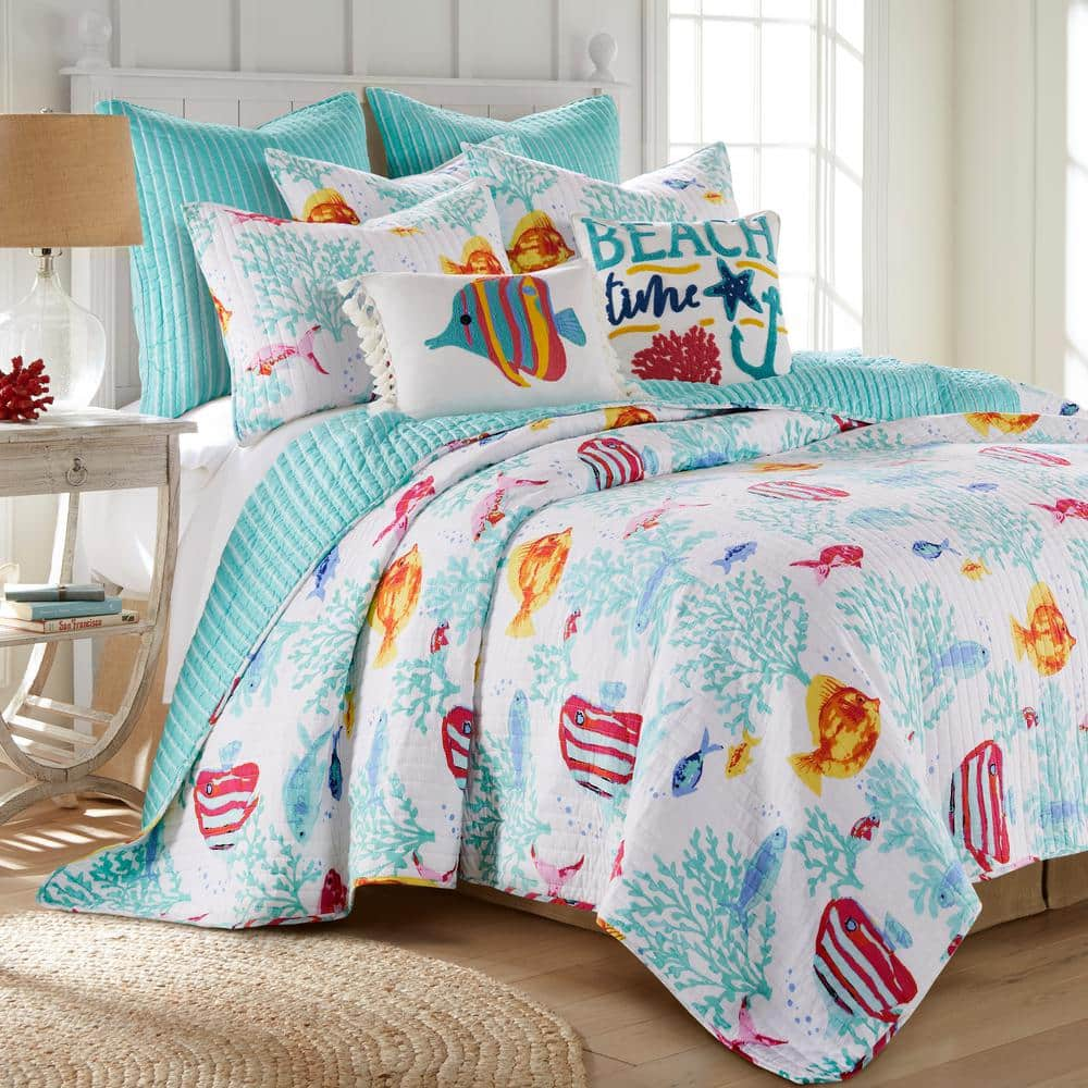 LEVTEX HOME Playa Vista 3-Piece Multi-Color Coastal Cotton Full/Queen Quilt  Set H18180FQS - The Home Depot