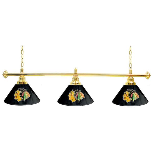 Trademark Global NHL Chicago Blackhawks 60 in. Three Shade Black Hanging Billiard Lamp