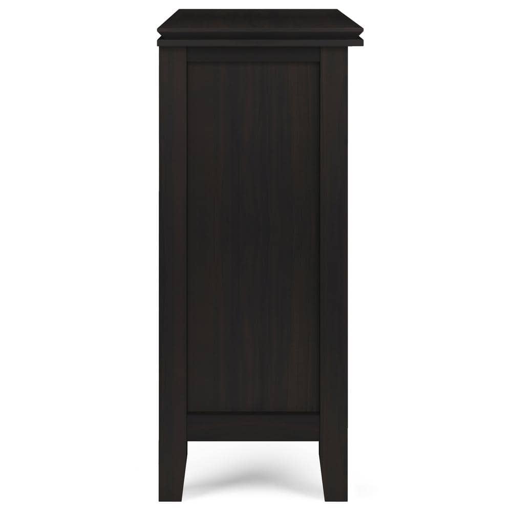 Hickory Brown Solid Wood Low Storage Cabinet with Glass Doors