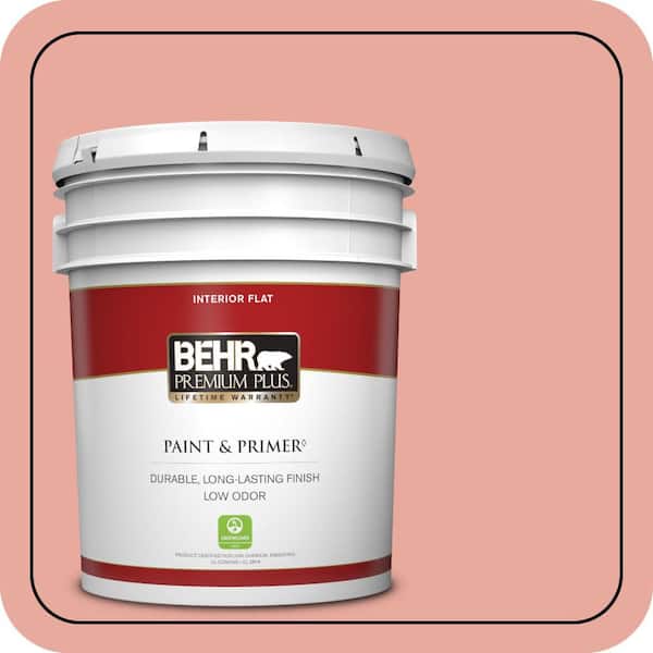 BEHR PREMIUM PLUS 5 gal. #M170-4 Passion Fruit Punch Flat Low Odor Interior Paint & Primer
