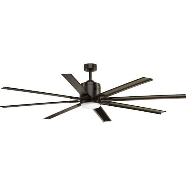 Progress Lighting Vast 72 in. Indoor/Outdoor Integrated LED Bronze Mid-Century Modern Ceiling Fan with Remote for Living Room and Bedroom