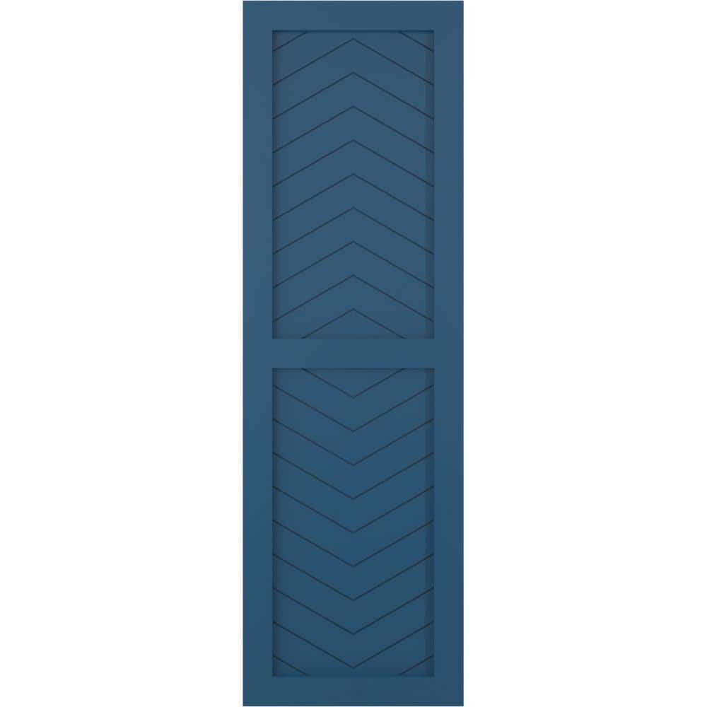 15 in. x 30 in. PVC True Fit Two Panel Chevron Modern Style Fixed Mount Flat Panel Shutters Pair in Sojourn Blue price history on PriceWatchPro