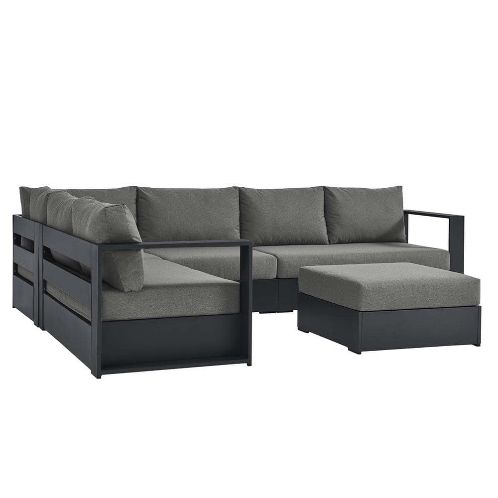 Tahoe Charcoal Aluminum 5-Piece Outdoor Sectional Sofa Set