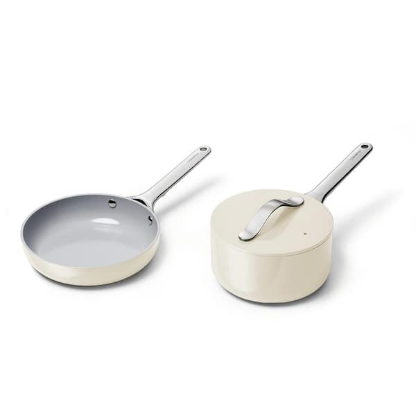Non-Stick Ceramic Mini Fry Pan and Mini Sauce Pan Duo Cream