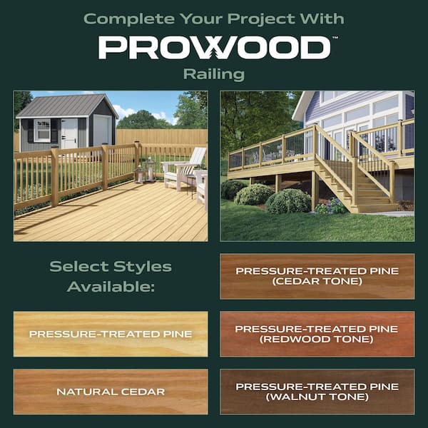 ProWood - 3 ft. x 6 ft. Western Red Cedar Wood Deck Line Railing Kit with B2E Balusters