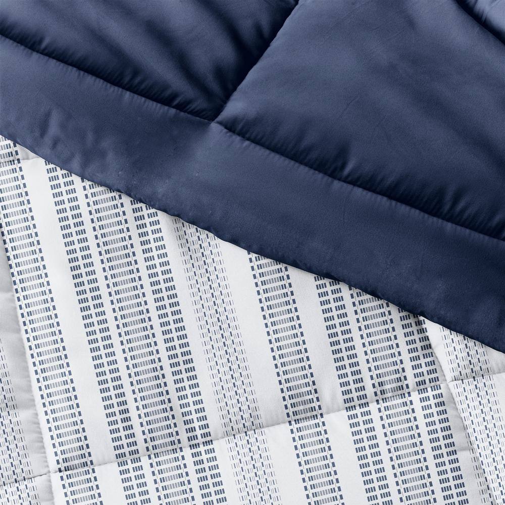 Twin Blue and White Down Alternative Reversible Comforter Set