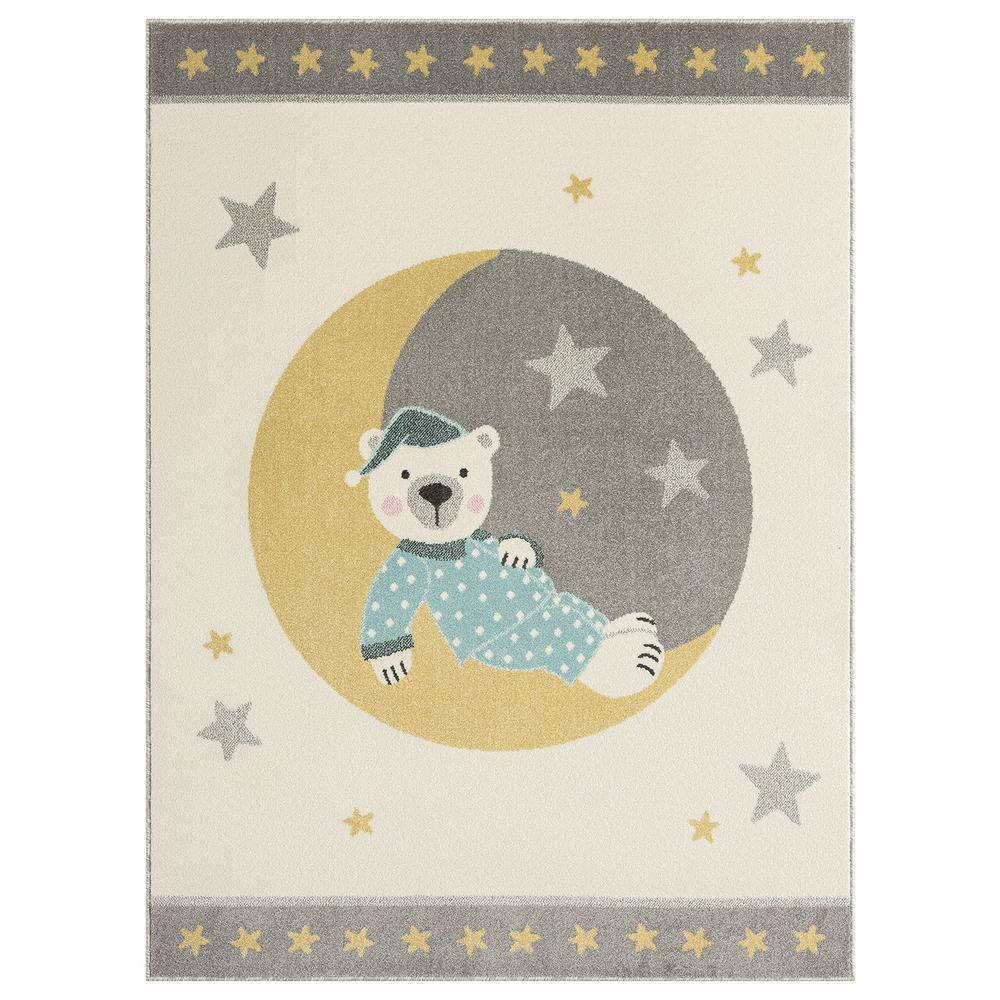 KALATY Beige 5 ft. 3 in. x 7 ft. 3 In. A to Z Moon For Boys Area Rug