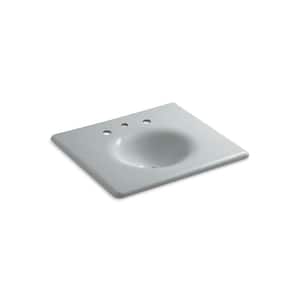 Iron/Impressions 25 in. x 22 in. vanity top with integrated round sink in Ice Grey