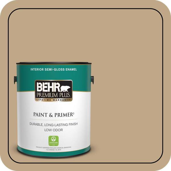 BEHR PREMIUM PLUS 1 gal. #T16-16 Symphony Gold Semi-Gloss Enamel Low Odor Interior Paint & Primer