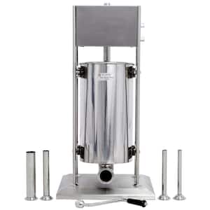15L Stainless Steel Sausage Stuffer Dual Speed Vertical Sausage Maker with 4 Meat Filler Tubes