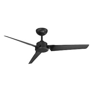 Roboto 52 in. Indoor/Outdoor Matte Black 3-Blade Smart Ceiling Fan with Remote Control