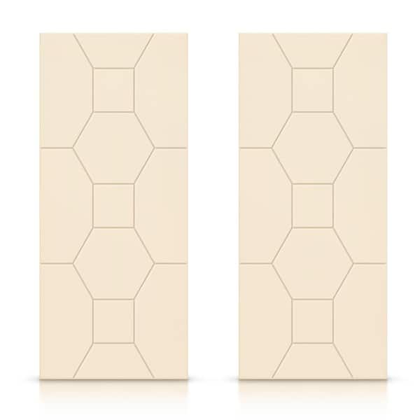 CALHOME 48 in. x 80 in. Hollow Core Beige Painted Composite MDF Interior Double Closet Sliding Doors