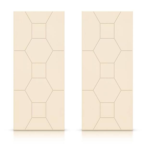 CALHOME 84 in. x 96 in. Hollow Core Beige Painted Composite MDF Interior Double Closet Sliding Doors
