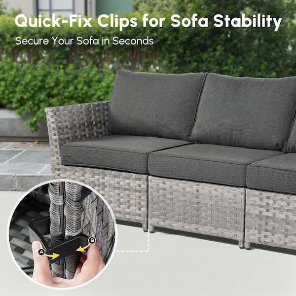 XIZZI Jasmine 12-Piece Wicker Outdoor Sectional Set with Black