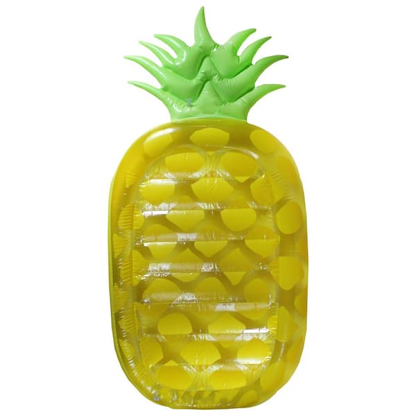 Pool Central 75 in. Green and Yellow Inflatable Swimming Pool Jumbo Pineapple Mattress