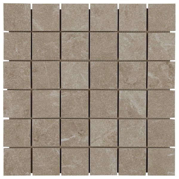 Ivy Hill Tile LithoTech Greige Beige 3.93 in. x 0.35 in. Matte Porcelain Mosaic Floor and Wall Tile Sample