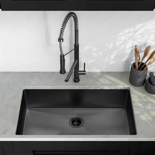 Swiss Madison Rivage Black Stainless Steel 32 in. Single Bowl Undermount Kitchen Sink