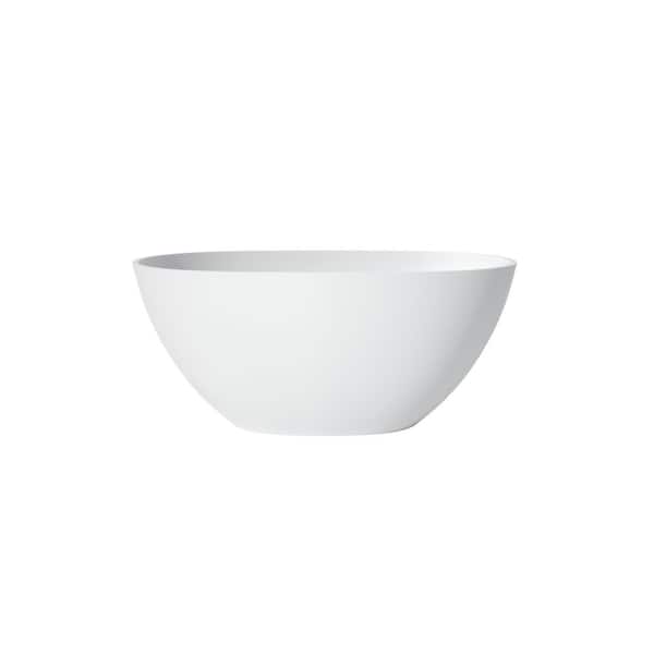 Ula 51 in. x 27 in. Solid Surface Freestanding Soaking Bathtub Stone Resin Tub in White