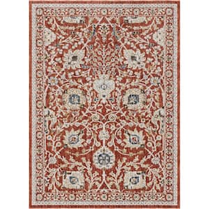 Tenley Creo Vintage Oriental Persian Floral Red 5 ft. 3 in. x 7 ft. 3 in. Area Rug