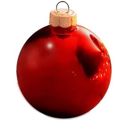 1.25 in. Red Shiny Glass Christmas Ornaments (40-Pack)