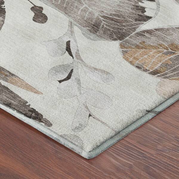 Mayfield Premium Machine Washable Abstract AMF2260 Ivory 10 ft. x 14 ft. Area Rug