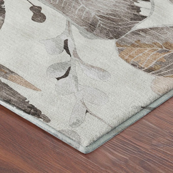 Mayfield Premium Machine Washable Abstract AMF2260 Ivory 5 ft. x 7 ft. 6 in. Area Rug