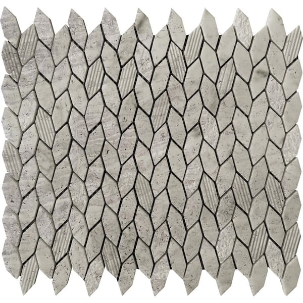 Apollo Tile Wooden Beige 4 in. x 5 in. Leaf Polished and etched Marble Mosaic Floor and Wall Tile Sample (0.13 sq. ft./Piece)