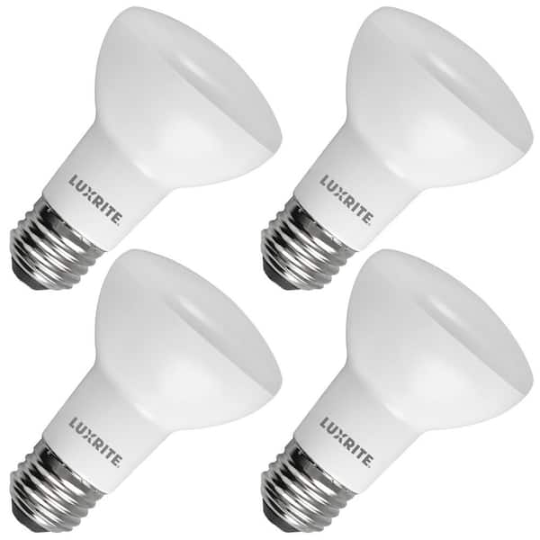 LUXRITE 45W Equivalent, BR20 LED Light Bulb, 3500K Natural White, 460 Lumens, 6.5W, Dimmable, Damp Rated, UL Listed, E26,4 Pack
