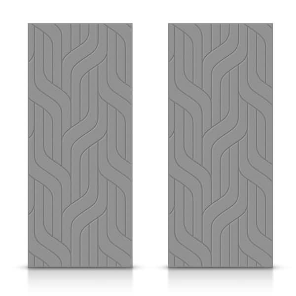 CALHOME 72 in. x 80 in. Hollow Core Light Gray Painted Composite MDF Interior Double Closet Sliding Doors