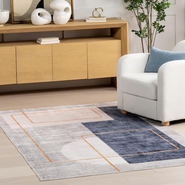Maja Modern Abstract Machine Washable Multicolor 5 ft. x 8 ft. Area Rug