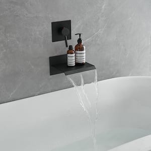 Single Handle Wall Mount Spout Waterfall Tub Faucet Bathtub Filler in Matte Black