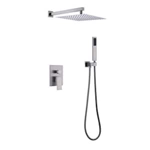 Single Handle 2-Spray Patterns 2 Showerheads Shower Faucet 2.0 GPM with 10 in. High Pressure Hand Shower in Cement Grey