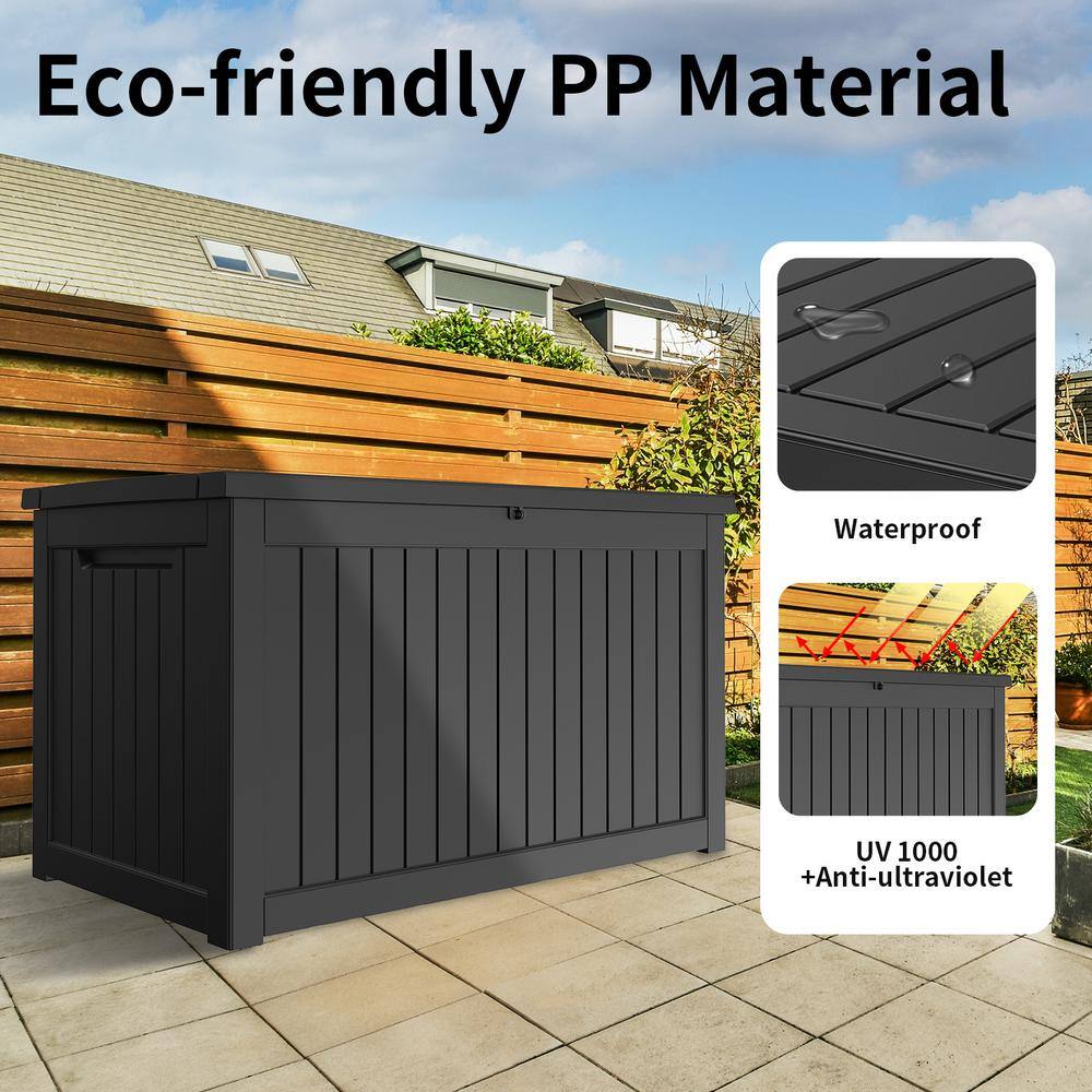 Black 230 Gallon Lockable Resin Deck Storage Box